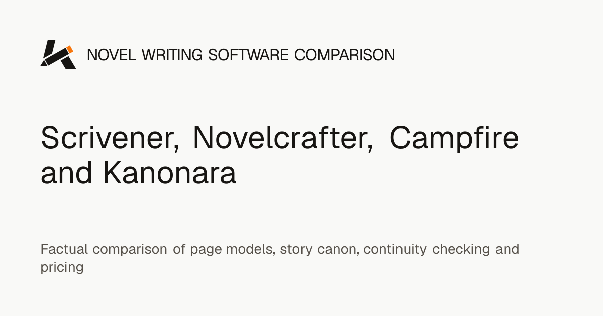 Novel Writing Software Comparison: Scrivener, Novelcrafter, Campfire ...
